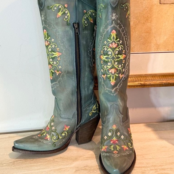 NWOT Dan Post Flower Child Leather Over the Knee Boot size 8.5 - Picture 1 of 12